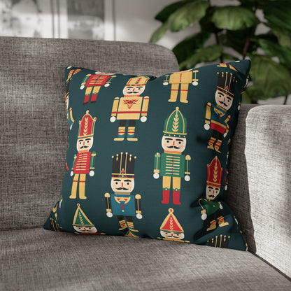 Christmas Nutcrackers Pillowcase, Holiday Accent Green Pillow Case, Nutcracker Pillow Cover, Holiday Gift 18" × 18"   - HolidayShoppingFinds