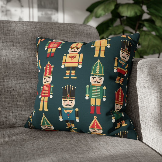 Christmas Nutcrackers Pillowcase, Holiday Accent Green Pillow Case, Nutcracker Pillow Cover, Holiday Gift 18" × 18"   - HolidayShoppingFinds