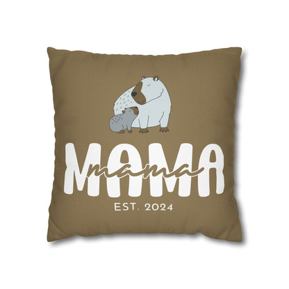 Personalized Mama Capybara Pillowcase Khaki, Gift For Mom    - HolidayShoppingFinds