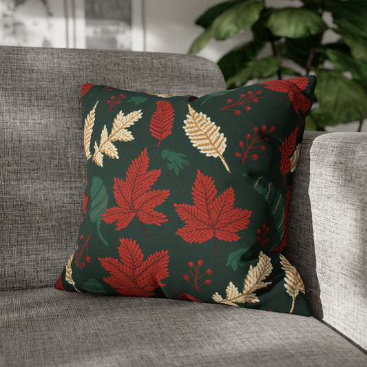 Fall Foliage Pillowcase, Elegant Autumn Cushion Throw, Seasonal Pillow Cover 18" × 18"   - HolidayShoppingFinds