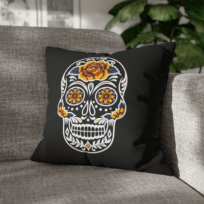 Sugar Skull Pillowcase, Day of the Dead Pillow, Dia De Los Muertos Pillow, Black Gothic Pillow, 2-Sided Square Pillow Cover    - HolidayShoppingFinds