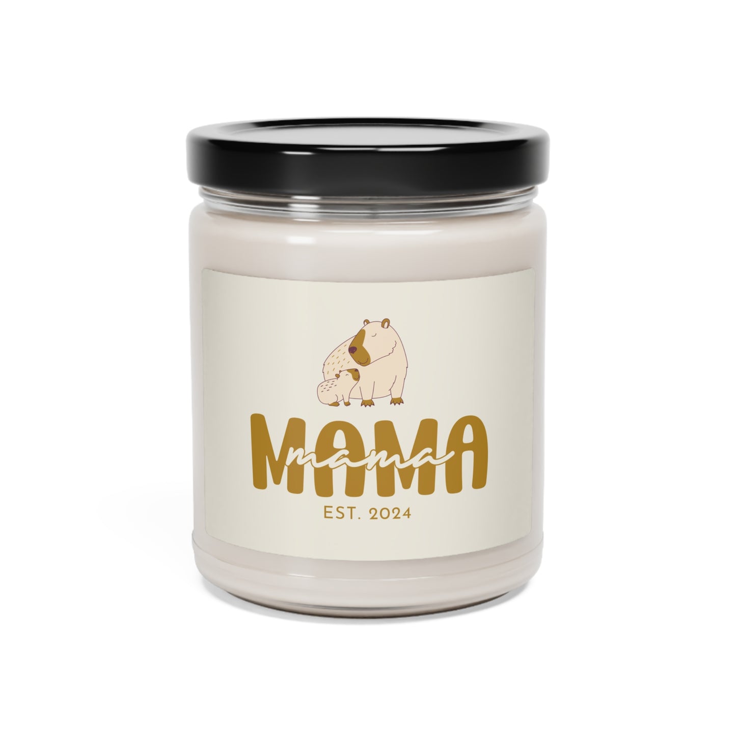 Personalized MAMA Capybara Candle Gift for Mom Mother Beige, 100% Vegan Soy Wax Candle Eco-Friendly Long-Lasting Candle Coconut Cream + Cardamom 9oz  - HolidayShoppingFinds