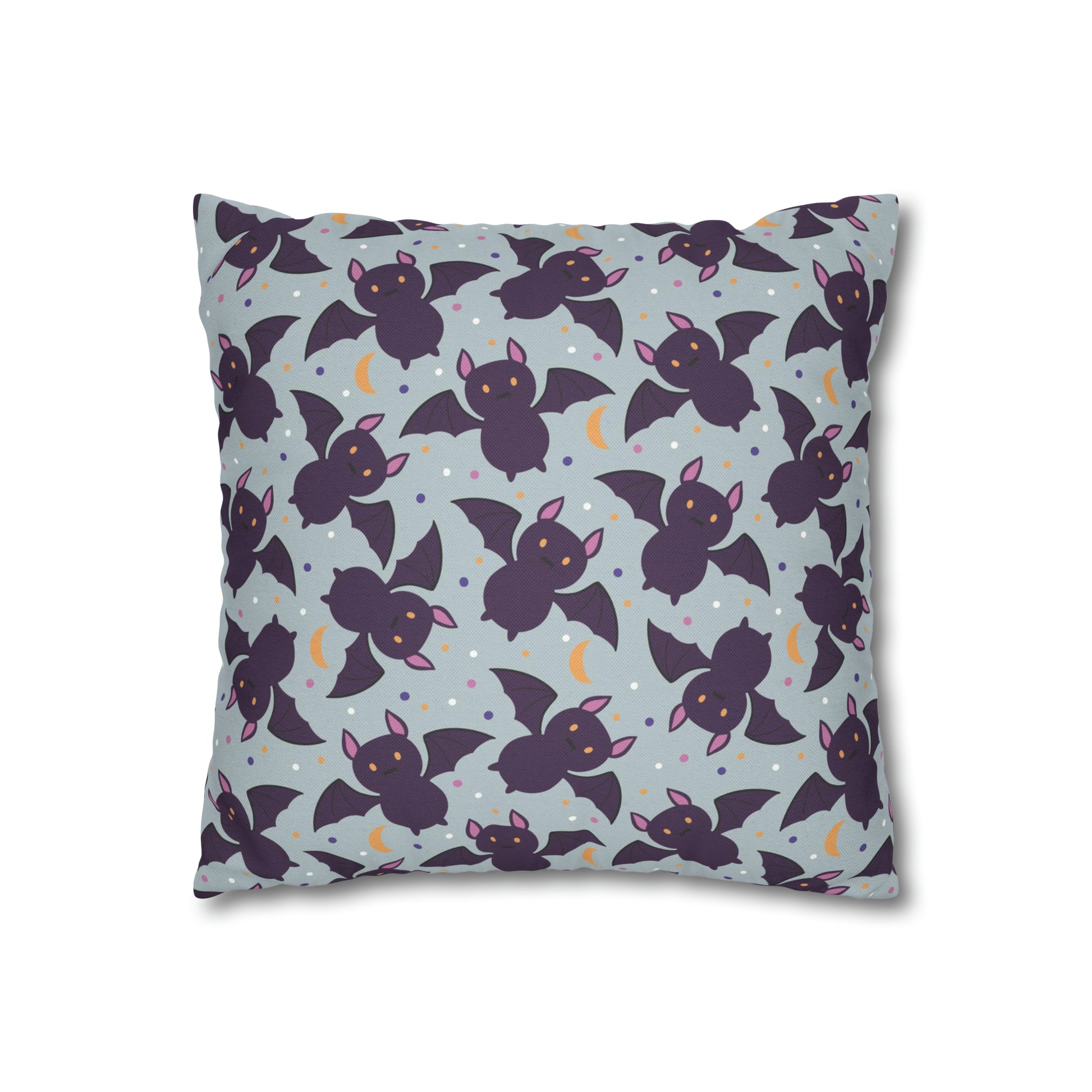 Cute Bats Halloween Pillowcase, Halloween Spooky Purple Pillow Cover, Spooky Bats, Square 2-Sided Pillow    - HolidayShoppingFinds