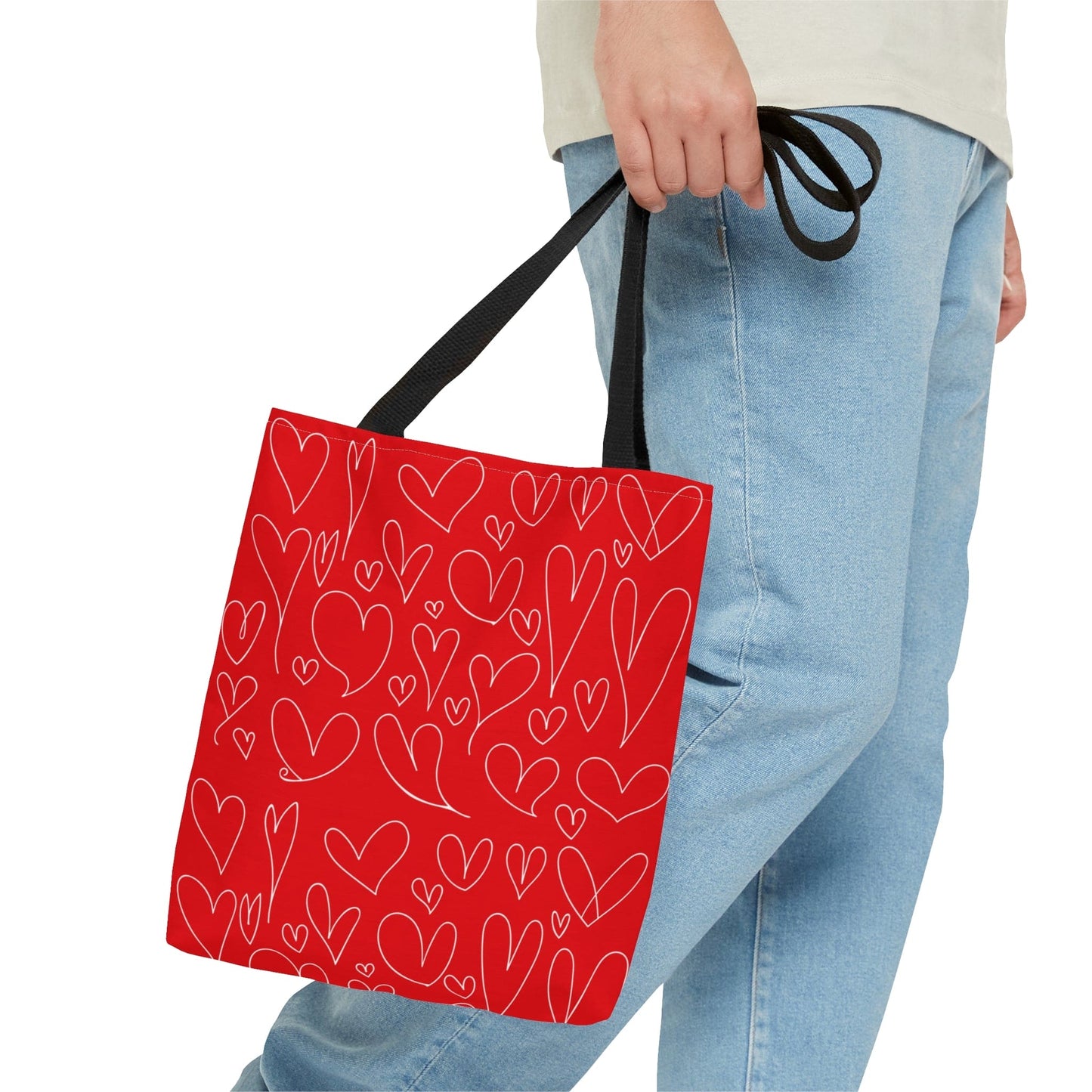 Red Hearts Valentine Hand Tote Bag - Valentine's Day Tote Bag Gift    - HolidayShoppingFinds