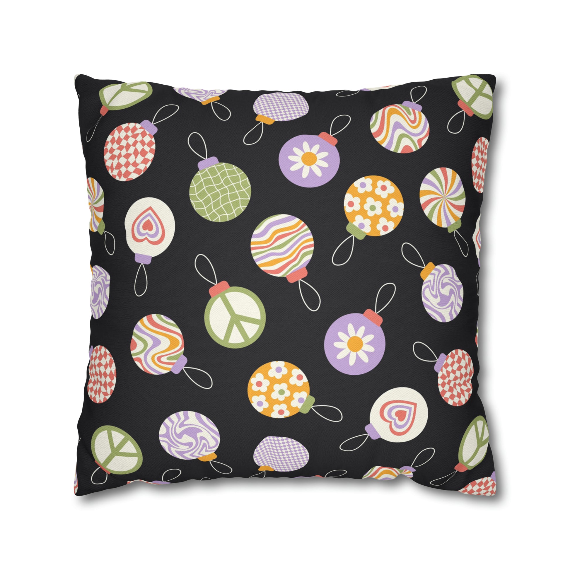 Colorful Christmas Ornaments Square Pillow Case Throw    - HolidayShoppingFinds