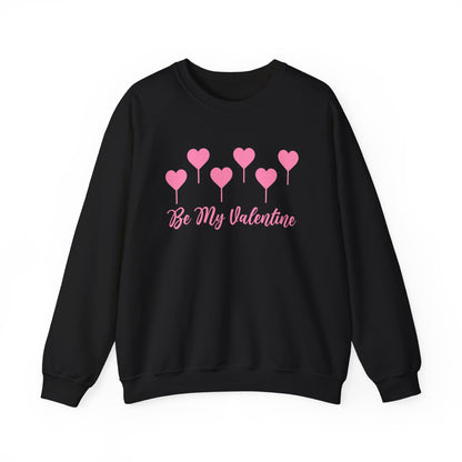 Be My Valentine Sweatshirt, Hearts Lollipop Perfect Gift for Couples S Black  - HolidayShoppingFinds