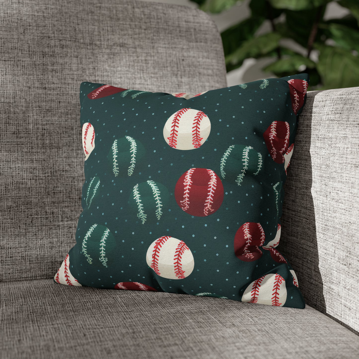 Baseball Green Pillowcase Cushion Cover Accent Pillow Case Cover 14" × 14"   - HolidayShoppingFinds