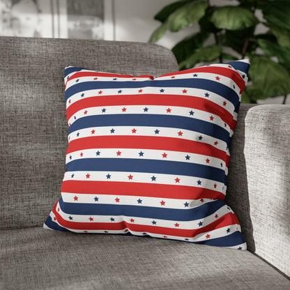 Patriotic Pillowcase, Stars &  Stripes American Flag Accent Pillow Cover, Veterans 4th of July Memorial Day Home Decor 18" × 18"   - HolidayShoppingFinds