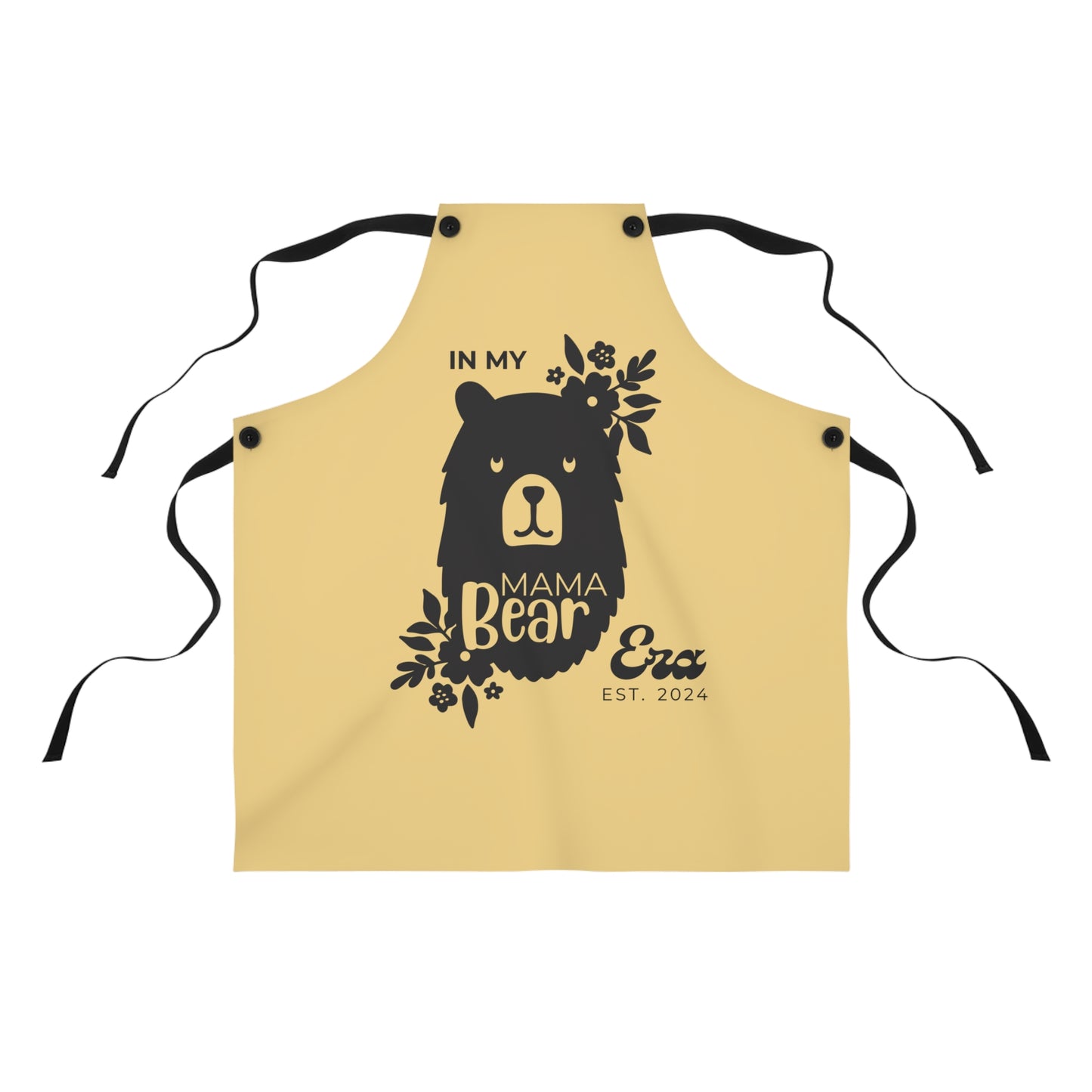 Personalized Mama Bear Era Apron, Mom Chef Apron, Gift for Moms (A), Buttery Yellow Kitchen Apron    - HolidayShoppingFinds