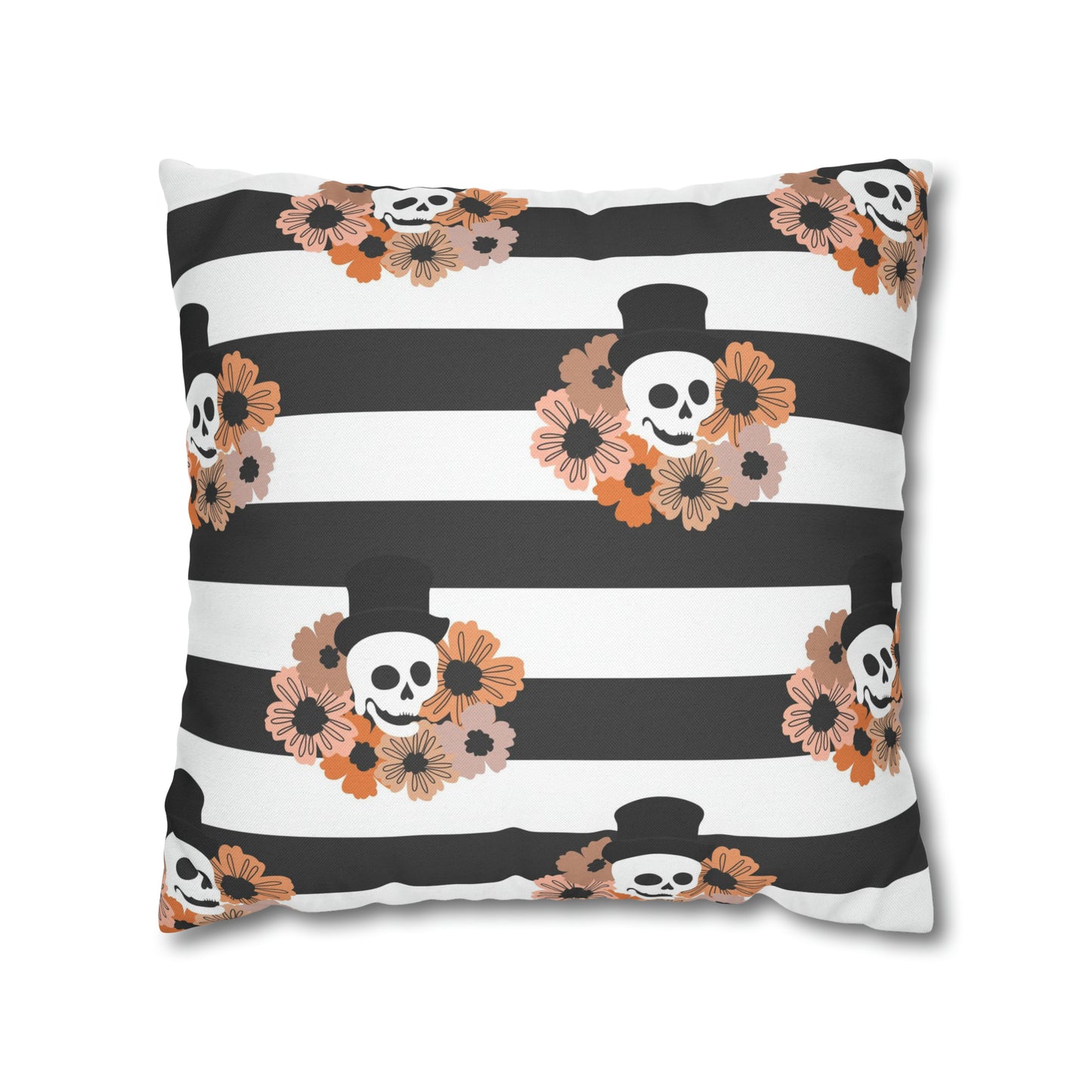 Halloween Phantom Pillowcase, Dia de los Muertos Skull Accent Pillow, 2-Sided Square B&W Decorative Pillow    - HolidayShoppingFinds