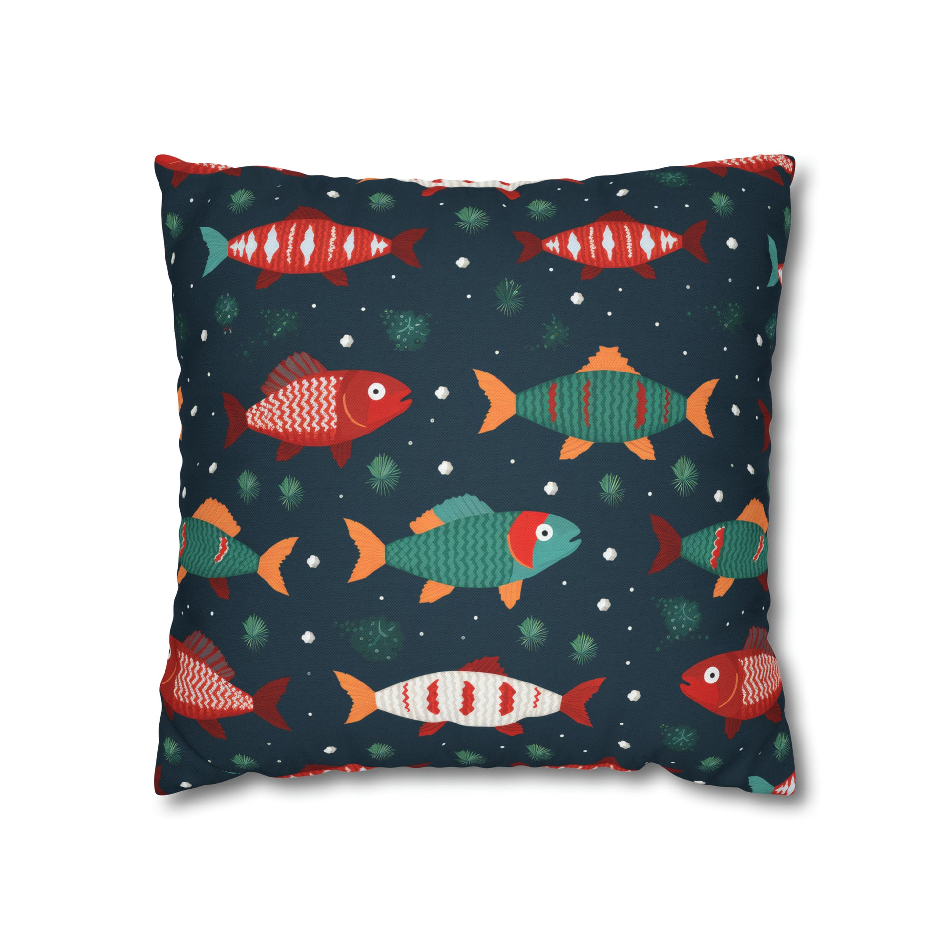 Marine Life Pillowcase, Fish Print Underwater Ocean Blue Pillow Cover Coastal Décor    - HolidayShoppingFinds