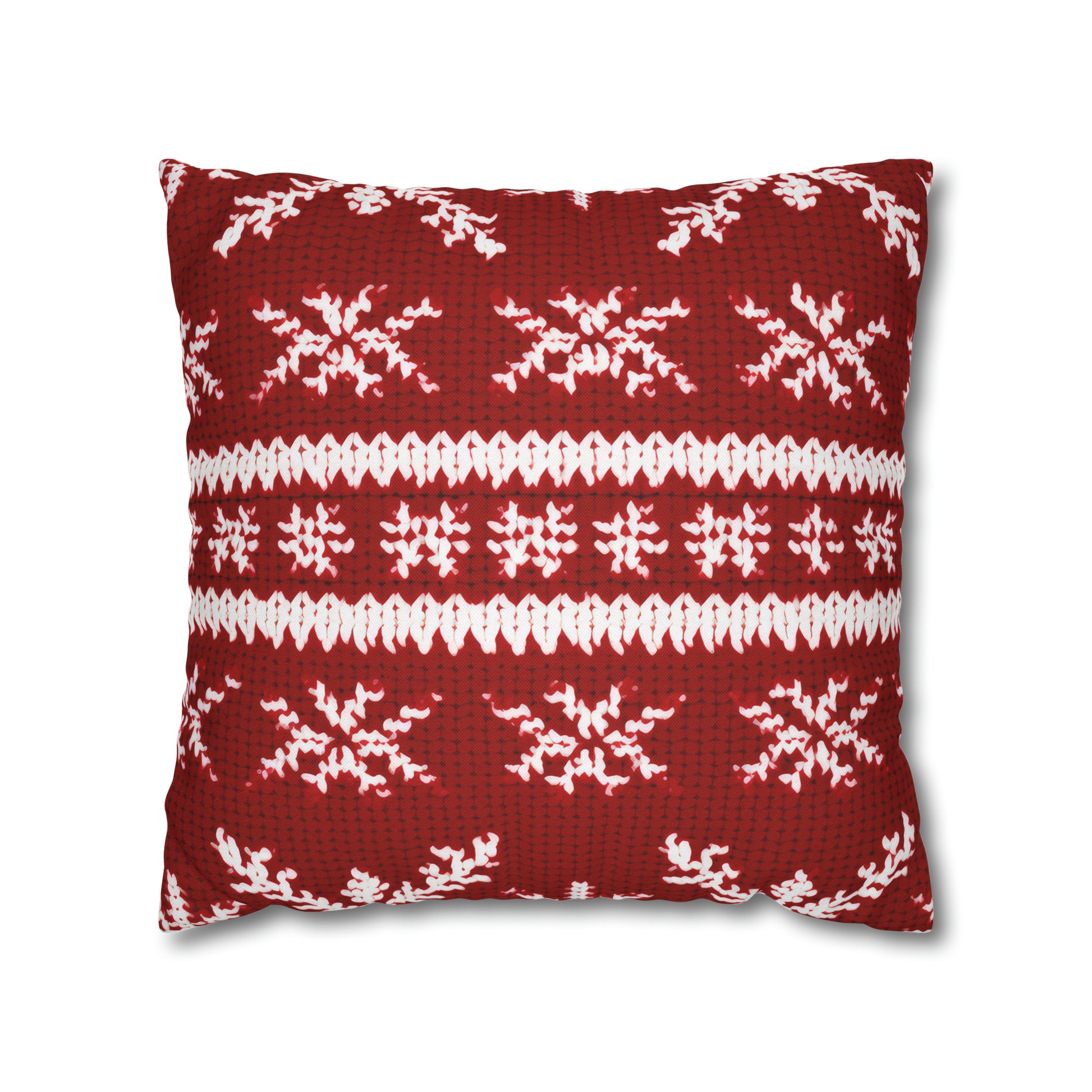 Scandinavian Holiday Pattern Red Square Pillow Case, Christmas Pillow Throw, Holiday Gift    - HolidayShoppingFinds