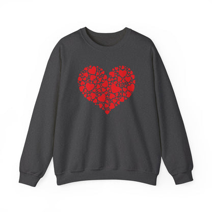 Double Heart Valentines Day Sweatshirt, Heart Sweatshirt Womens Mens S Dark Heather  - HolidayShoppingFinds