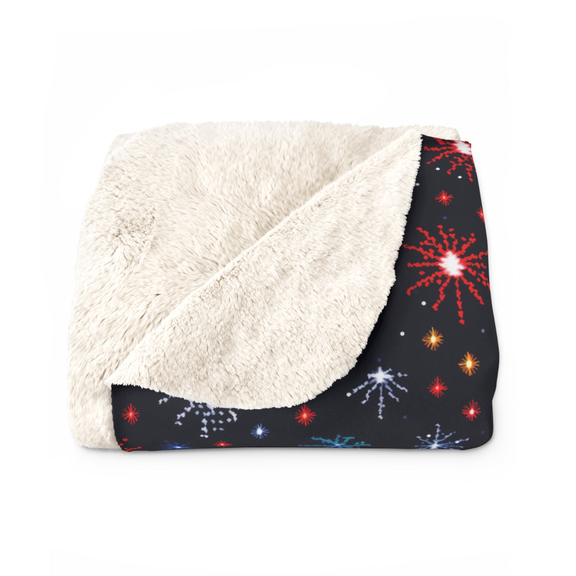 Fireworks Sherpa Blanket, Festive Throw Black Blanket, NYE 4th of July Home Décor    - HolidayShoppingFinds