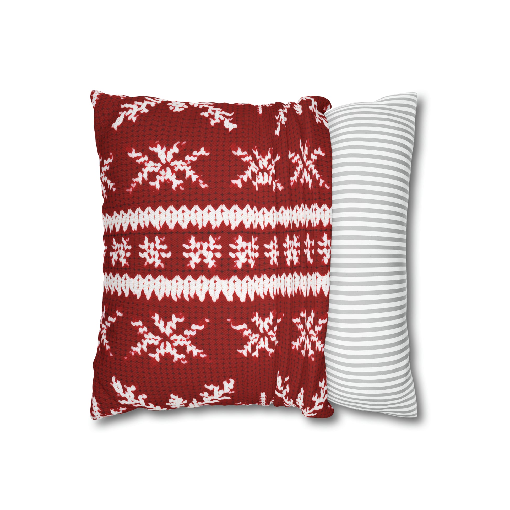 Scandinavian Holiday Pattern Red Square Pillow Case, Christmas Pillow Throw, Holiday Gift    - HolidayShoppingFinds