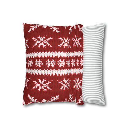 Scandinavian Holiday Pattern Red Square Pillow Case, Christmas Pillow Throw, Holiday Gift    - HolidayShoppingFinds