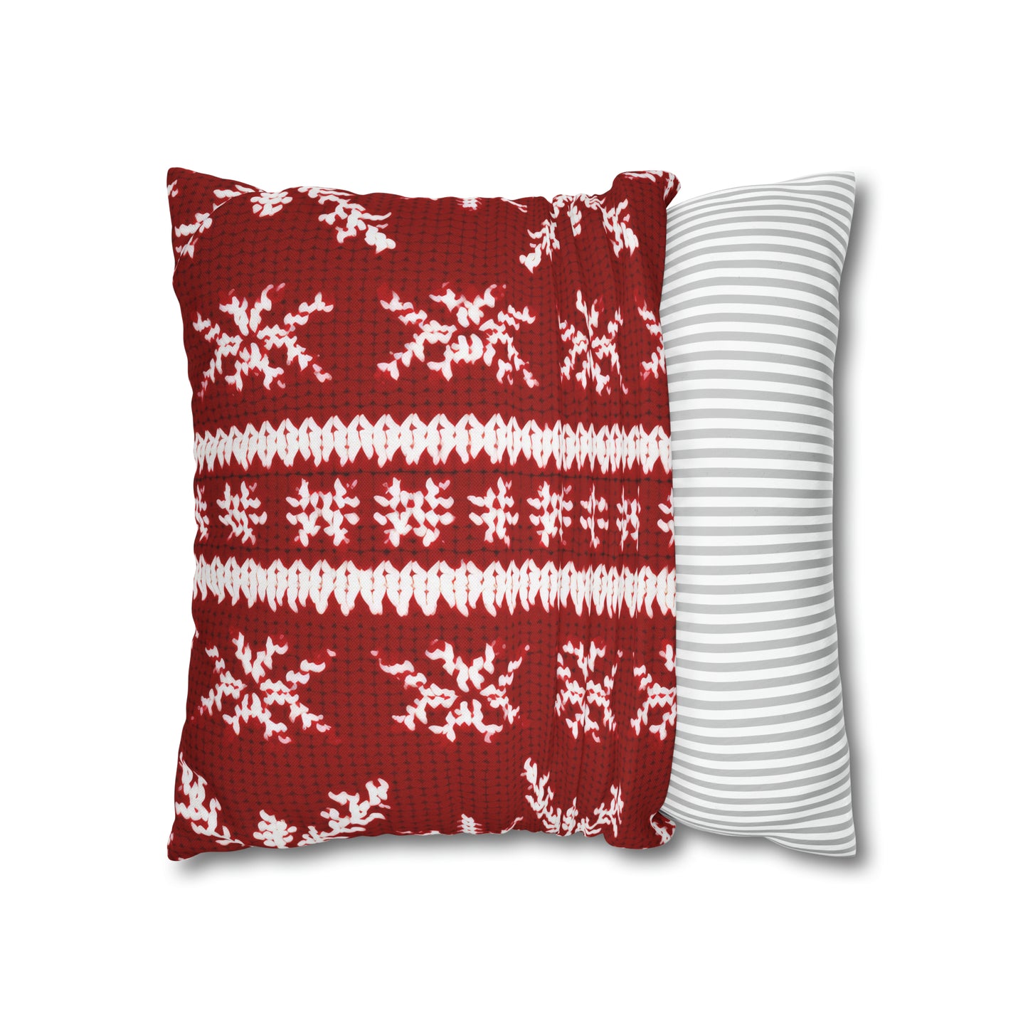 Scandinavian Holiday Pattern Red Square Pillow Case, Christmas Pillow Throw, Holiday Gift    - HolidayShoppingFinds