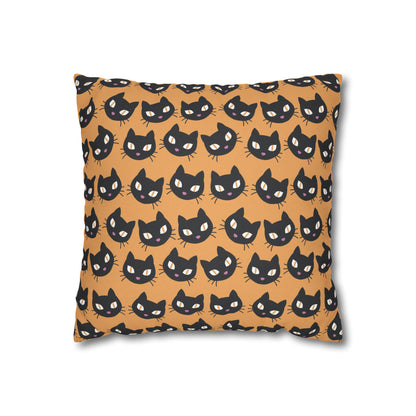 Cute Black Cats Halloween Pillowcase, Halloween Orange Throw Pillow Cover, Spooky Pillow, Square 2-Sided Pillow Case    - HolidayShoppingFinds