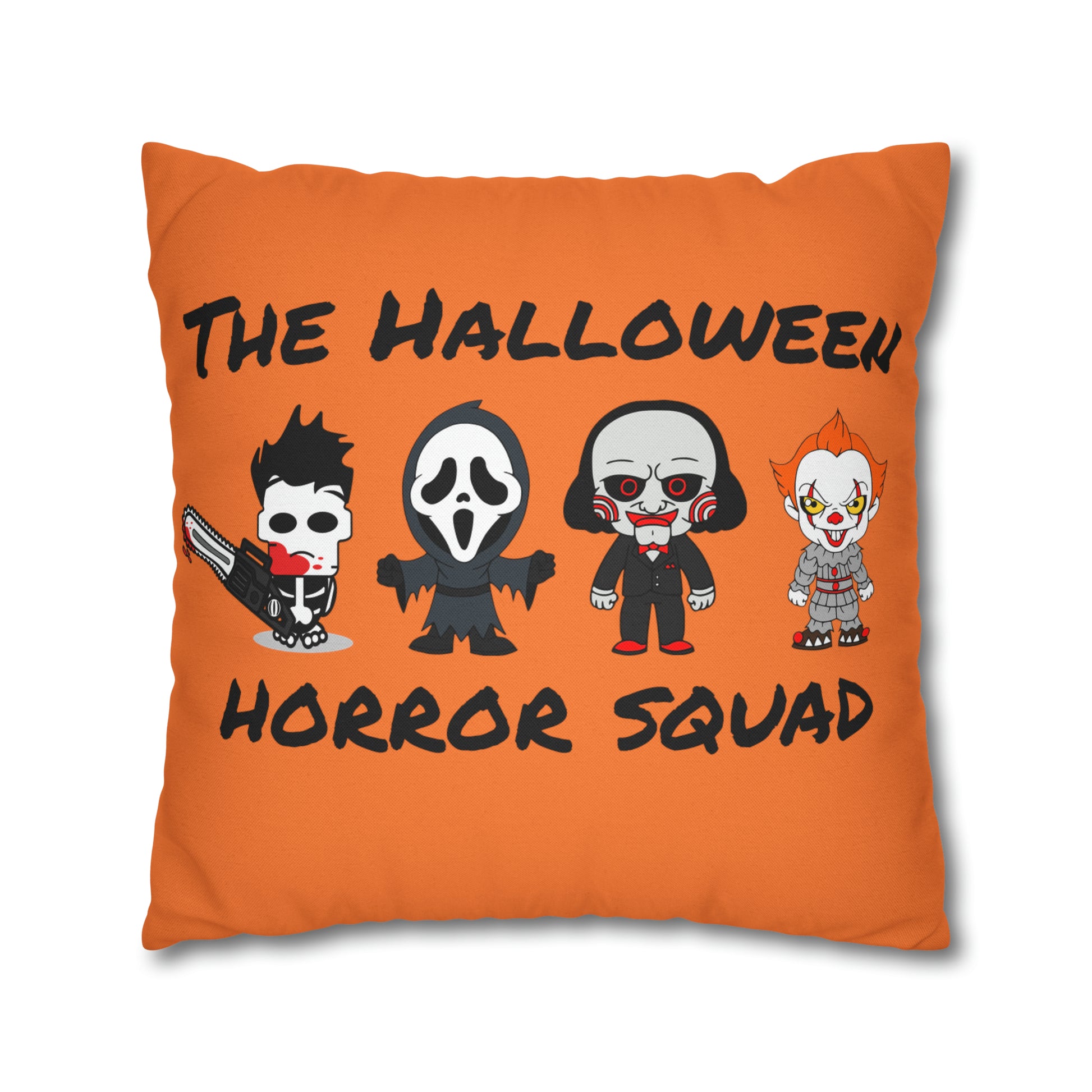 Halloween Horror Movie Characters Pillowcase, Halloween Killers Villains Orange Pillow, Horror Movie Fan Gift Pillow Cover    - HolidayShoppingFinds