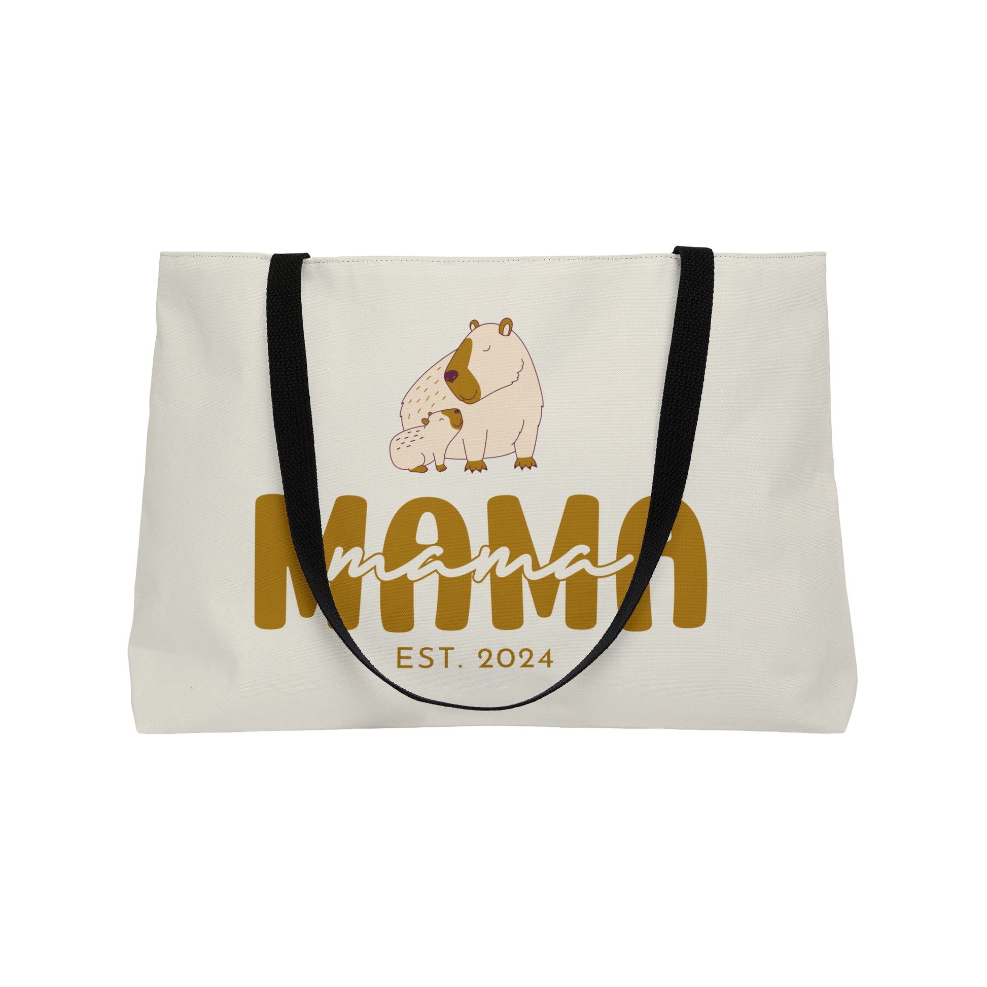 Personalized Mama Capybara Weekender Tote Beige, Gift For Mom    - HolidayShoppingFinds