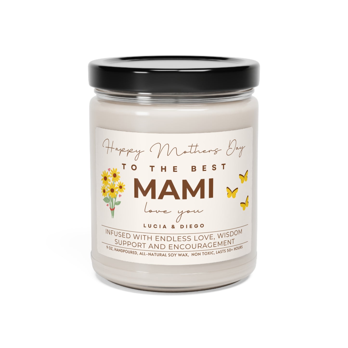 Personalized Candle for Mami Happy Mother's Day Candle Custom Gift (D) Gift for Moms, 100% Vegan Soy Wax Scented Candle, Eco-Friendly Clean Cotton 9oz  - HolidayShoppingFinds