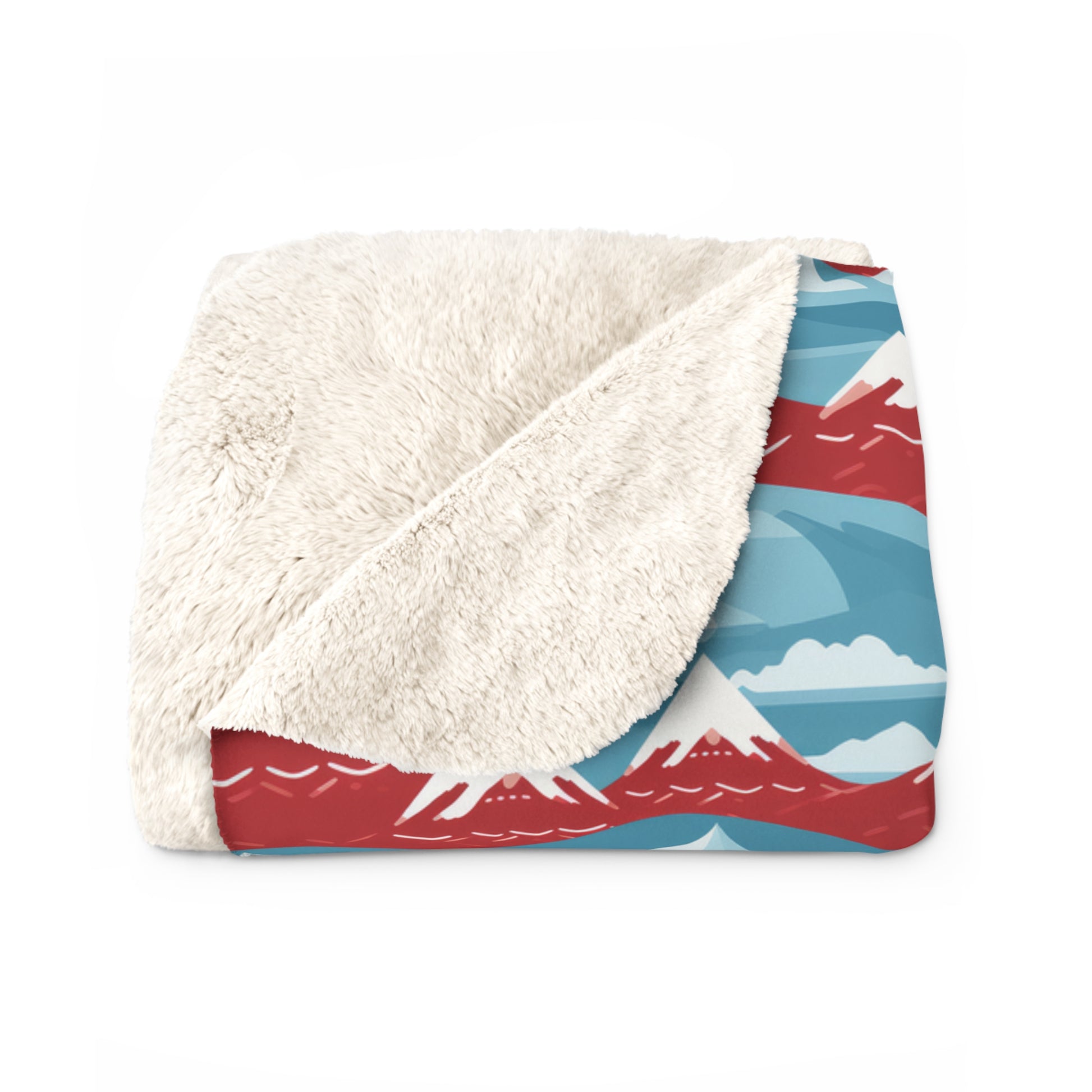 Mountain Snow Caps Sherpa Blanket, Winter Ski Blanket, Skier Blanket Throw    - HolidayShoppingFinds