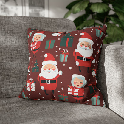 Santa & Mrs. Claus Pillowcase, Christmas Pillow Case, North Pole Home Decor 18" × 18"   - HolidayShoppingFinds