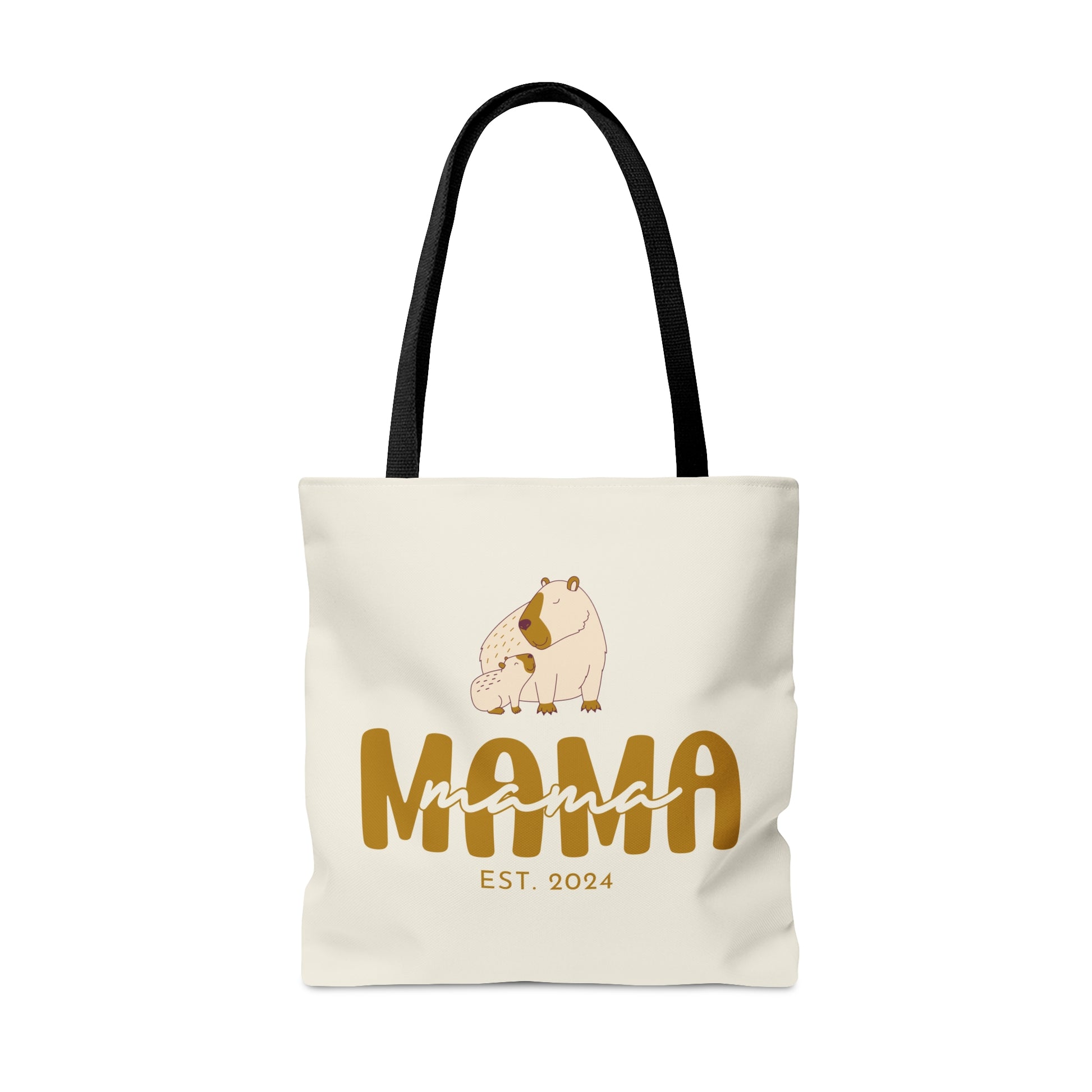 Custom Mama Capybara Tote Bag Beige, Gift for Mom Custom Tote Bag    - HolidayShoppingFinds