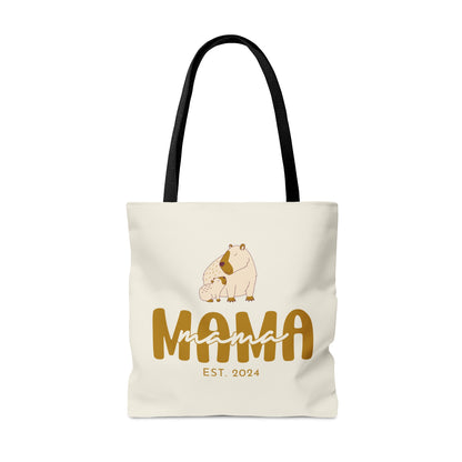 Custom Mama Capybara Tote Bag Beige, Gift for Mom Custom Tote Bag    - HolidayShoppingFinds