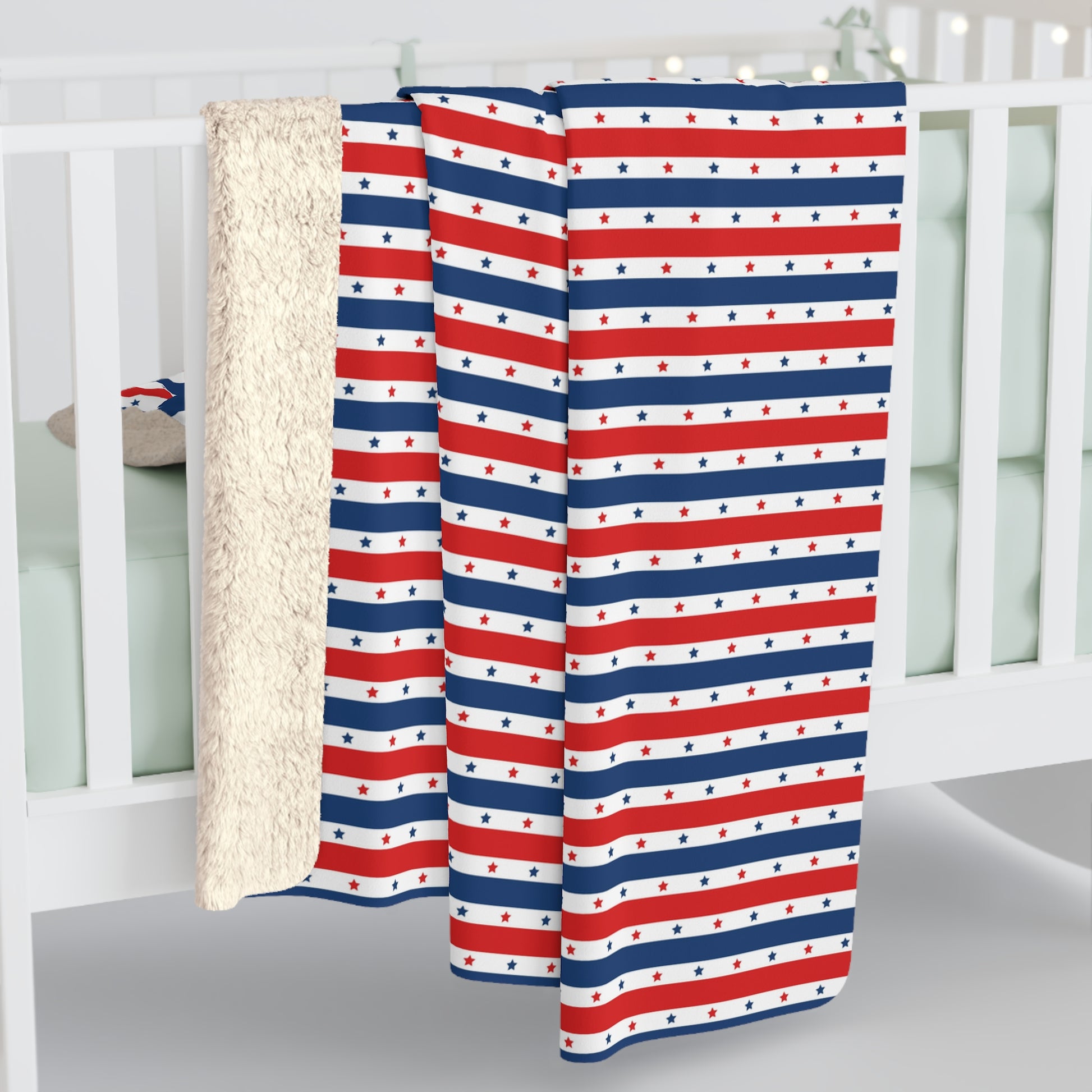 Patriotic Sherpa Blanket, Stars &  Stripes American Flag Blanket, Veterans 4th of July Memorial Day Home Decor    - HolidayShoppingFinds