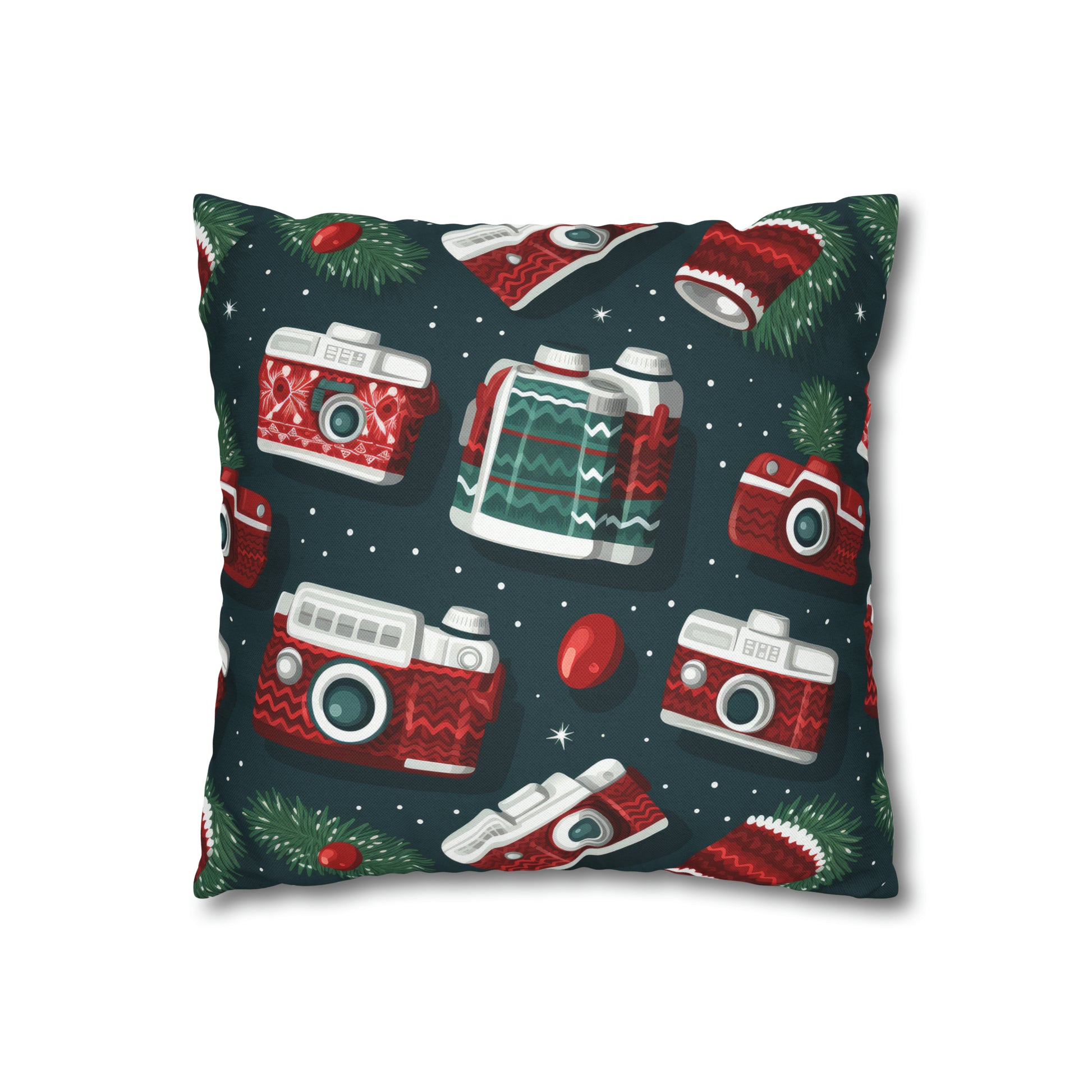 Vintage Camera Holiday Green Retro Pillow Case, Christmas Pillow Throw, Holiday Gift    - HolidayShoppingFinds