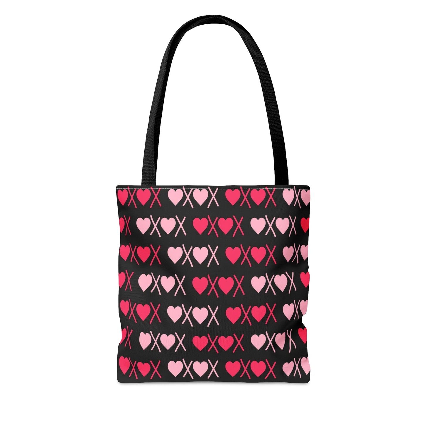 XOXO Pink Hearts Pattern Black Tote Bag - Valentine's Gift    - HolidayShoppingFinds