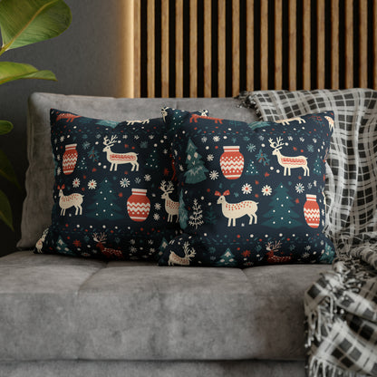 Holiday Pillowcase, Winter Accent Pillow Case with Reindeers, Christmas Trees, Snowflakes, Holiday Gift    - HolidayShoppingFinds