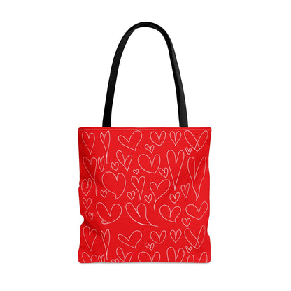 Red Hearts Valentine Hand Tote Bag - Valentine's Day Tote Bag Gift Large   - HolidayShoppingFinds