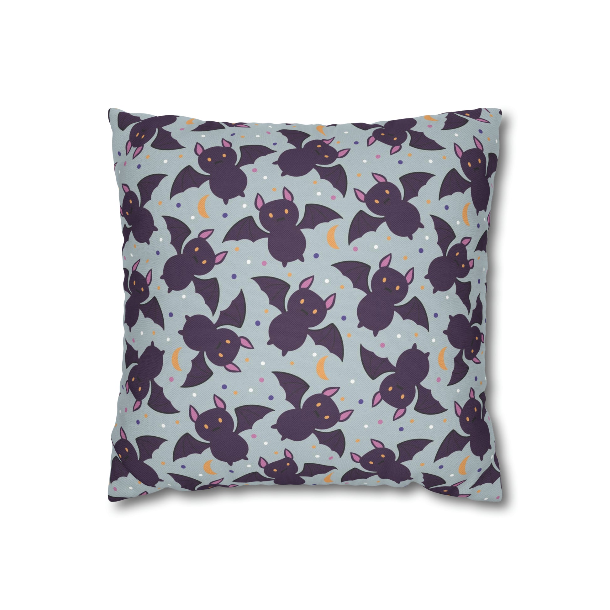 Cute Bats Halloween Pillowcase, Halloween Spooky Purple Pillow Cover, Spooky Bats, Square 2-Sided Pillow    - HolidayShoppingFinds