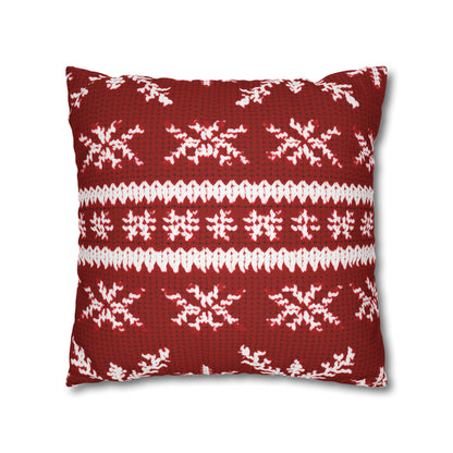 Scandinavian Holiday Pattern Red Square Pillow Case, Christmas Pillow Throw, Holiday Gift    - HolidayShoppingFinds