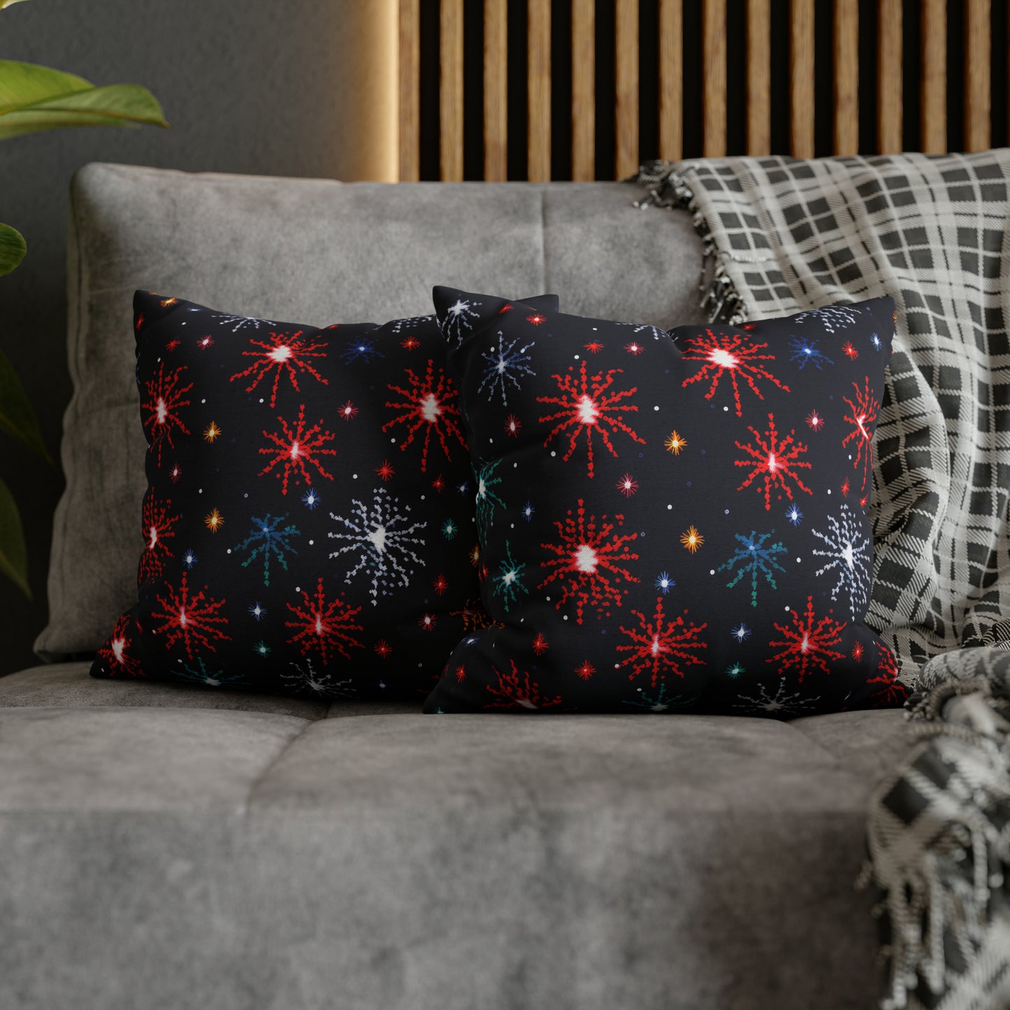 Fireworks Pillowcover, Festive Fireworks Decor Pillow, New Year Fourth of July Celebration Themed Pillow Cover    - HolidayShoppingFinds