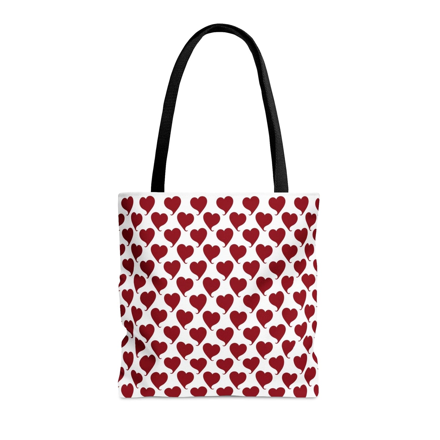 Red Hearts Pattern Hand Tote Bag, Valentine's Day Gift Medium   - HolidayShoppingFinds