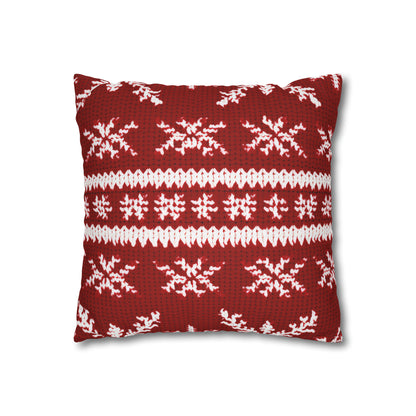 Scandinavian Holiday Pattern Red Square Pillow Case, Christmas Pillow Throw, Holiday Gift    - HolidayShoppingFinds