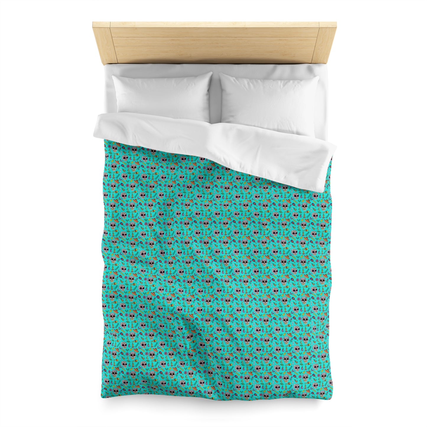 Sugar Skull Duvet Cover, Dia De Los Muertos Turquoise Duvet Twin/TwinXL/Queen/King Duvet Twin White  - HolidayShoppingFinds