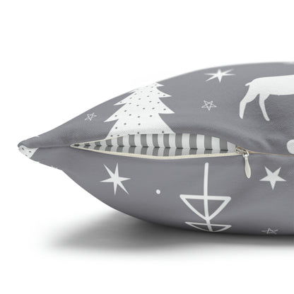 Reindeer Winter Wonderland Pillowcase Gray Holiday Pillow Christmas Gift (A), Holiday Gift    - HolidayShoppingFinds