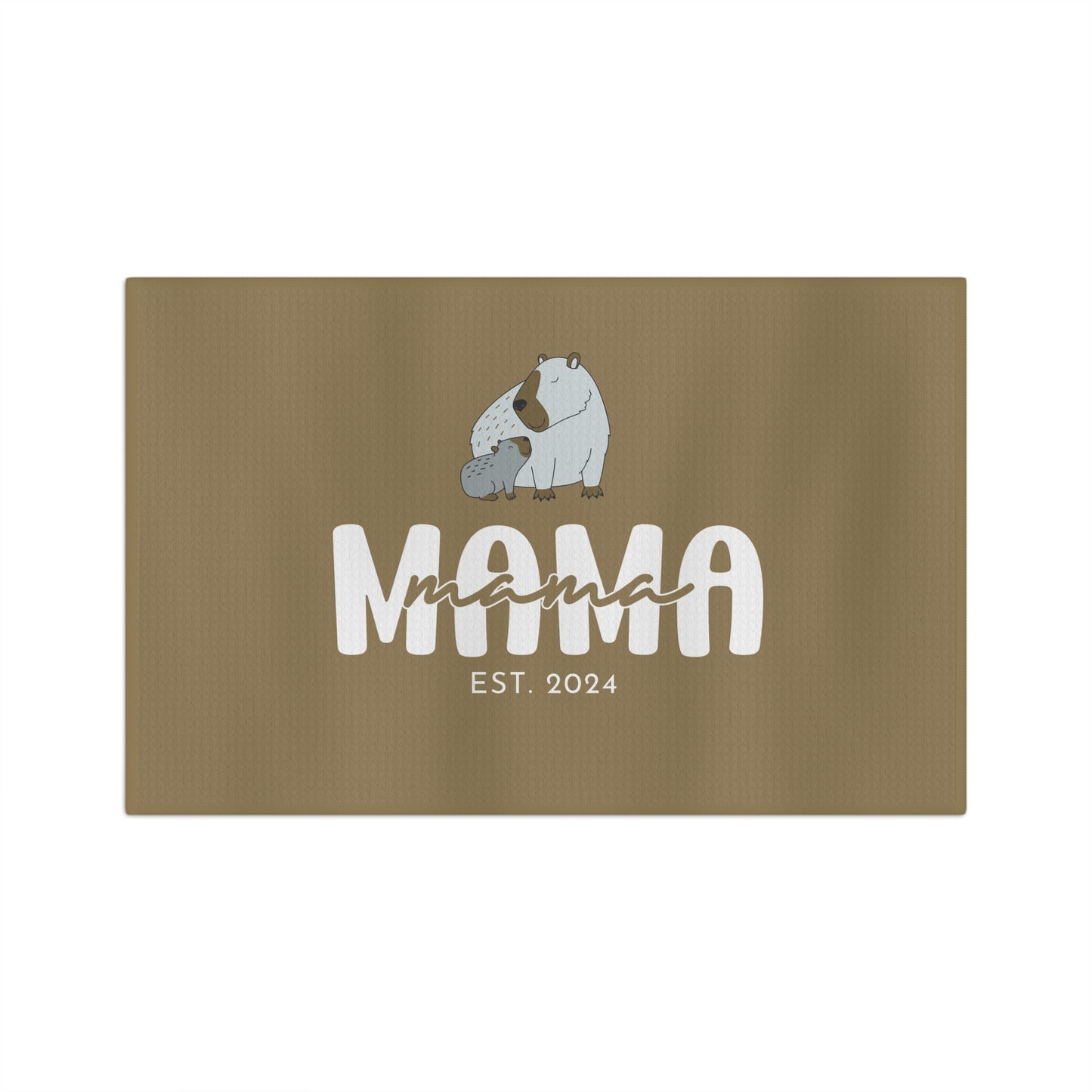 Personalized Mama Capybara KitchenTowel Khaki, Gift For Mom 16'' × 25''   - HolidayShoppingFinds