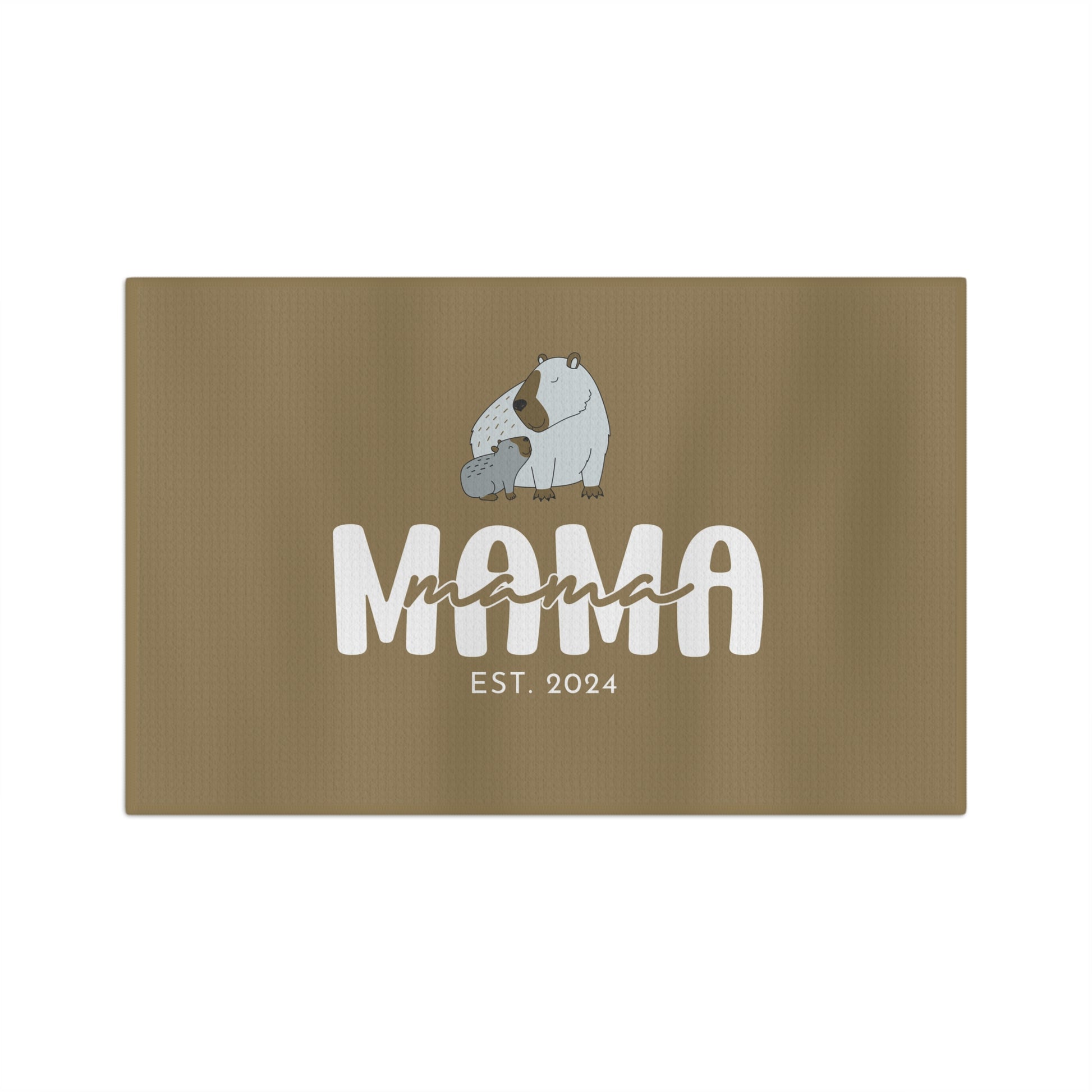 Personalized Mama Capybara KitchenTowel Khaki, Gift For Mom 16'' × 25''   - HolidayShoppingFinds