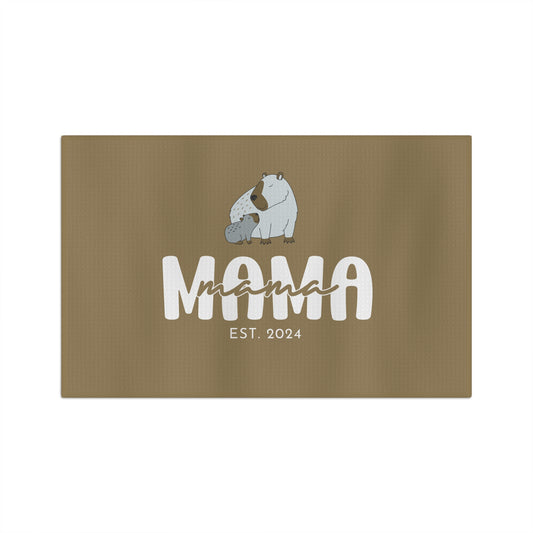 Personalized Mama Capybara KitchenTowel Khaki, Gift For Mom 16'' × 25''   - HolidayShoppingFinds