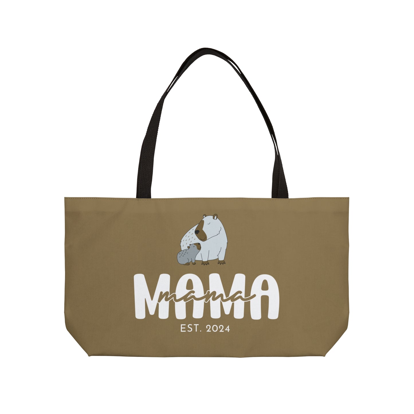 Personalized Mama Capybara Weekender Tote Khaki, Gift For Mom    - HolidayShoppingFinds