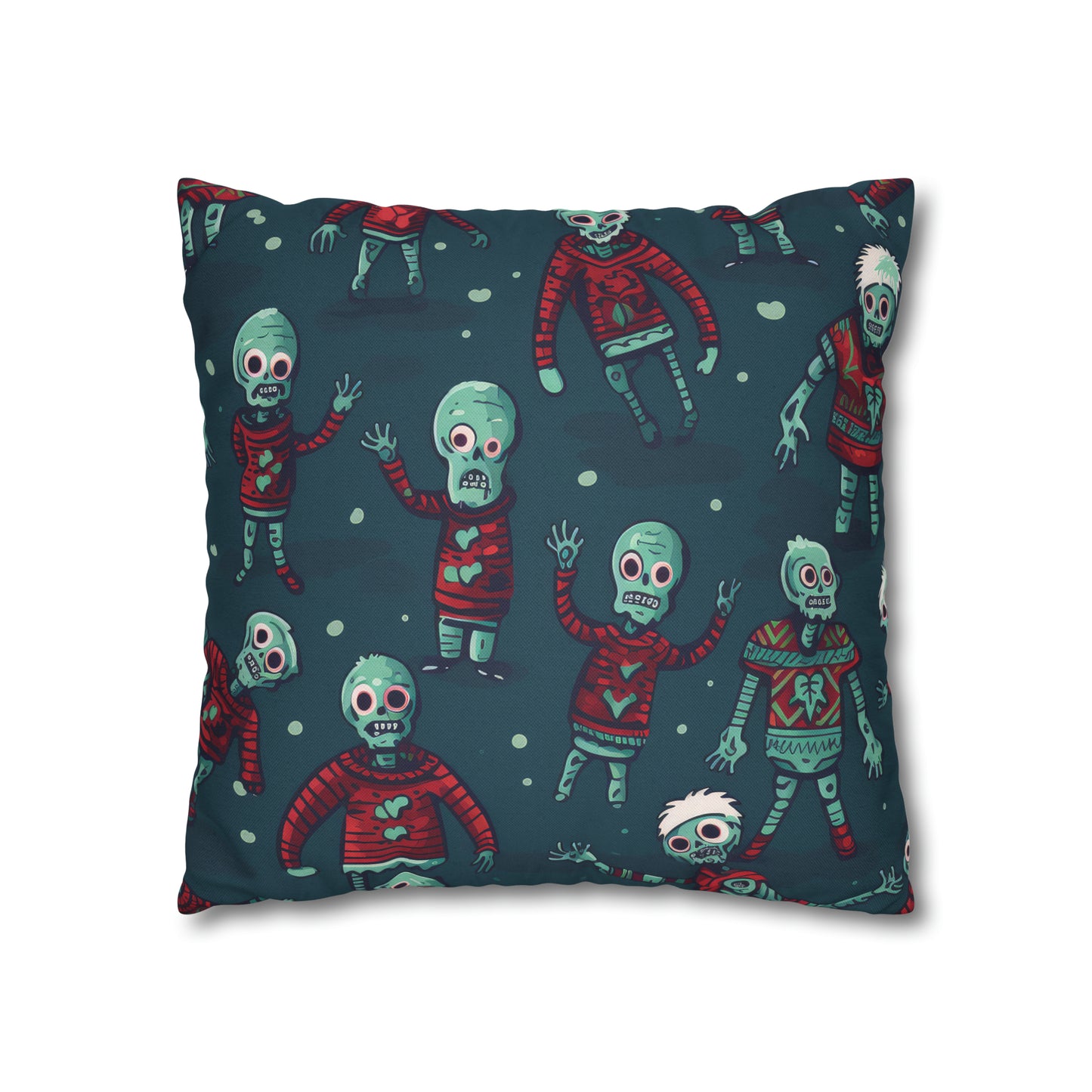 Zombie Decorative Pillowcase, Zombie Home Decor Pillow Cover Teal, Square 2-Sided Pillow    - HolidayShoppingFinds