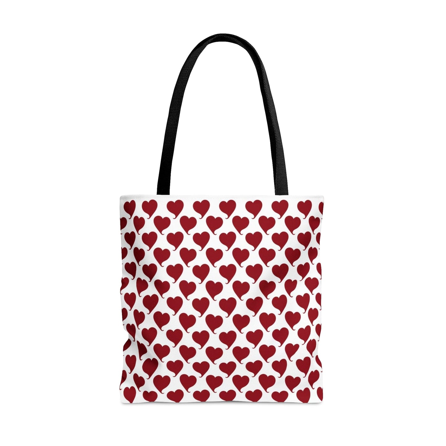 Red Hearts Pattern Hand Tote Bag, Valentine's Day Gift Large   - HolidayShoppingFinds