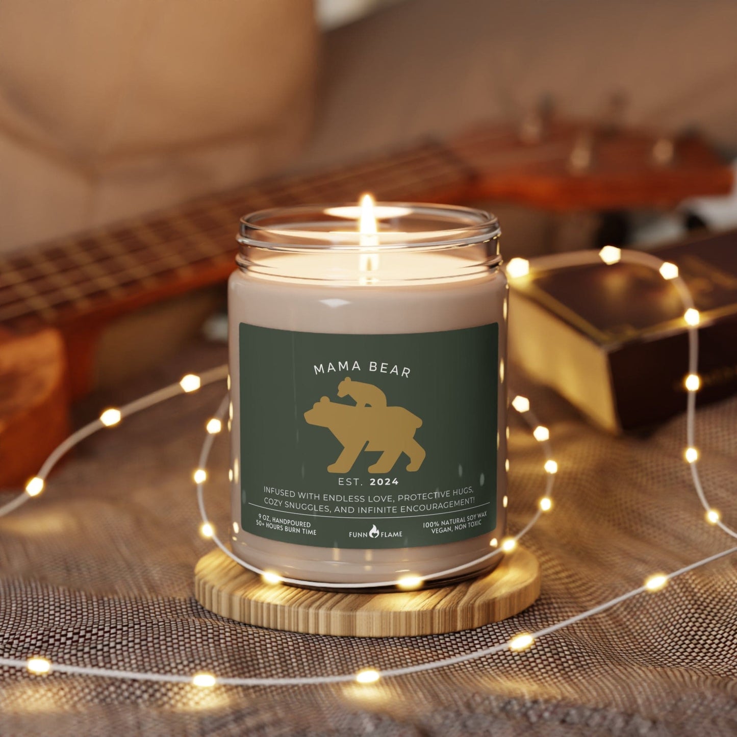 Mama Bear Candle, Personalized Gift For Mom, Scented Candle Green, 100% Vegan Soy Wax Candle Eco-Friendly Long-Lasting Candle    - HolidayShoppingFinds