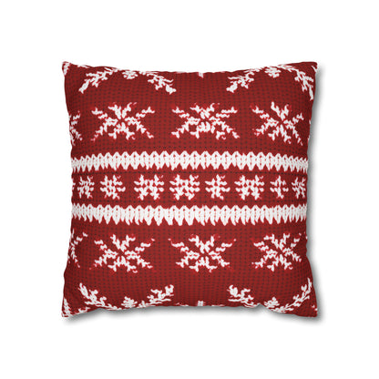 Scandinavian Holiday Pattern Red Square Pillow Case, Christmas Pillow Throw, Holiday Gift    - HolidayShoppingFinds