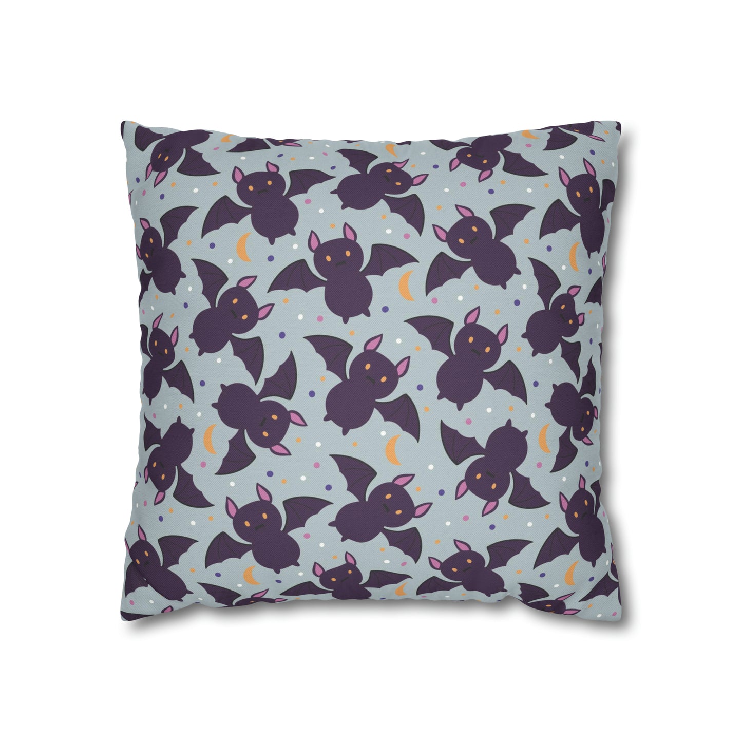 Cute Bats Halloween Pillowcase, Halloween Spooky Purple Pillow Cover, Spooky Bats, Square 2-Sided Pillow    - HolidayShoppingFinds